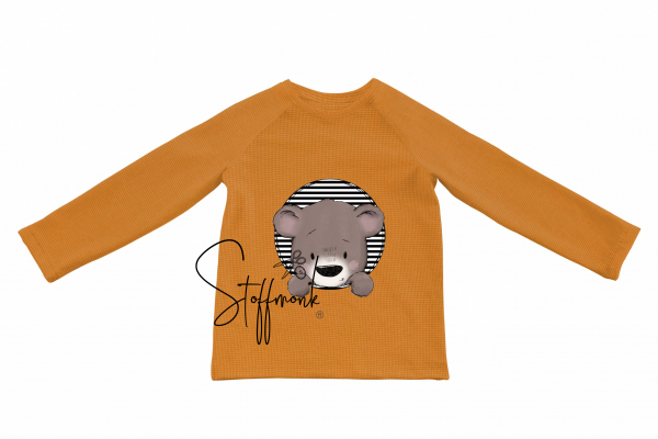 Patch / Aufnäher  - Streifen schwarz weiß - Bär Kopf -